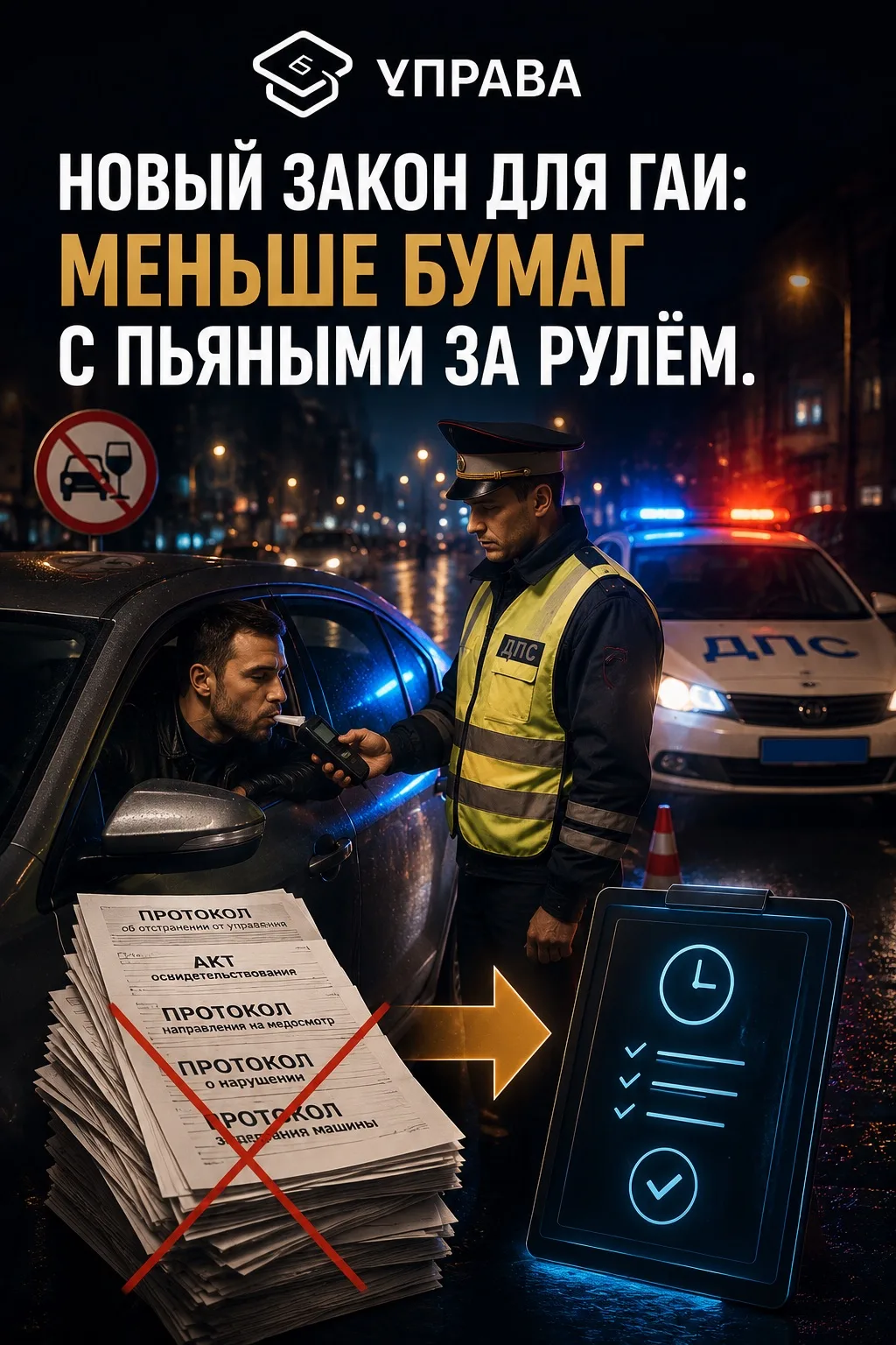 Новый закон для ГАИ: меньше бумаг с пьяными водителями.