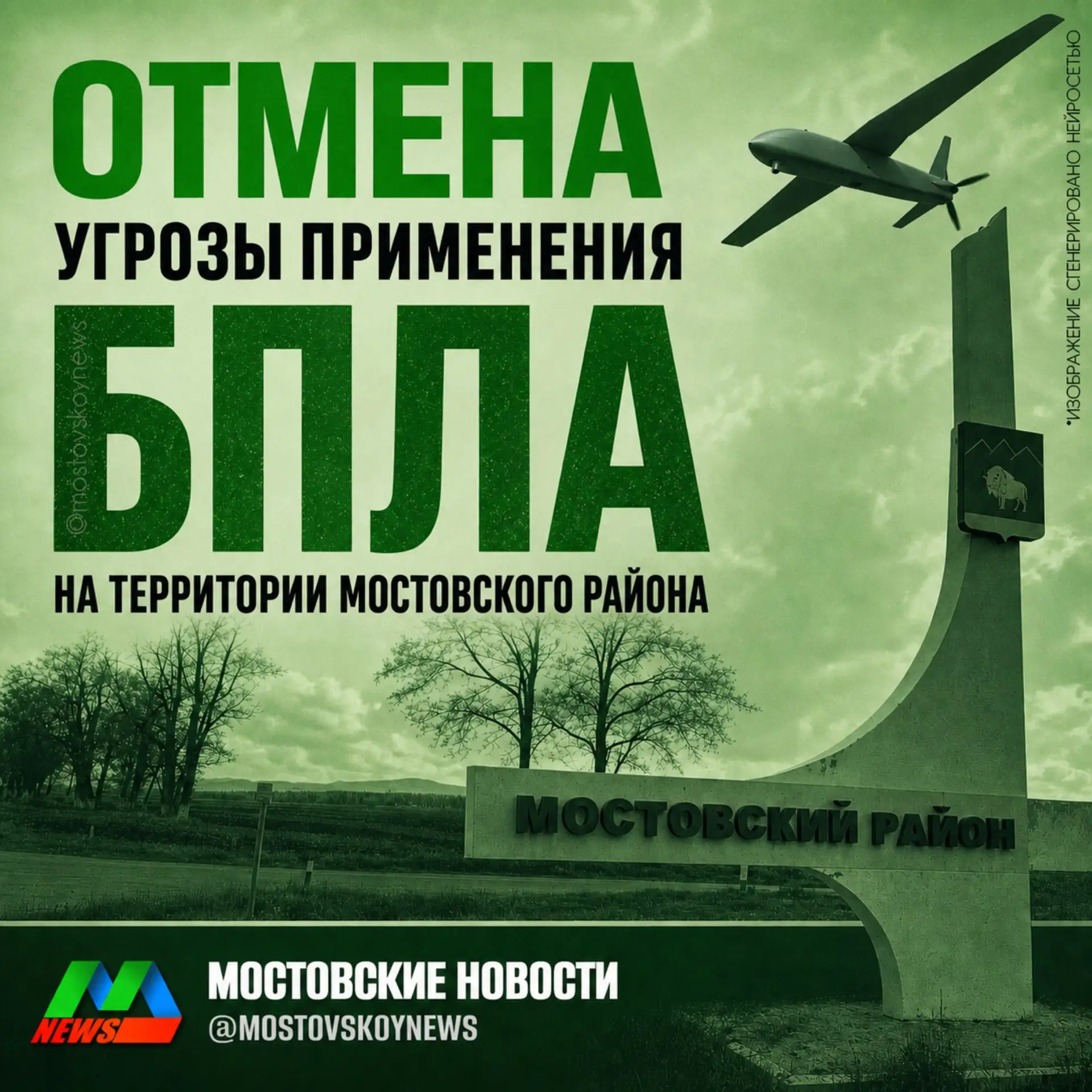 ✅ РСЧС: Отмена БЕСПИЛОТНОЙ ОПАСНОСТИ на территории Мостовского района