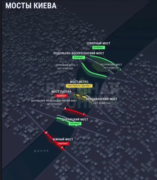 Наши продолжают отрабатывать по мостам через Днепр в Киеве.