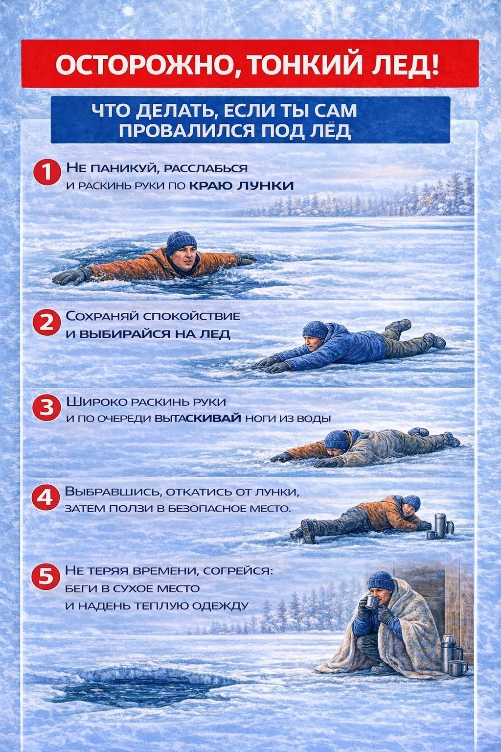 🌊 ⚡Будь осторожен — тонкий лед!  ❗Сейчас на многих водоемах нет целостного покрытия льда, и выходить
