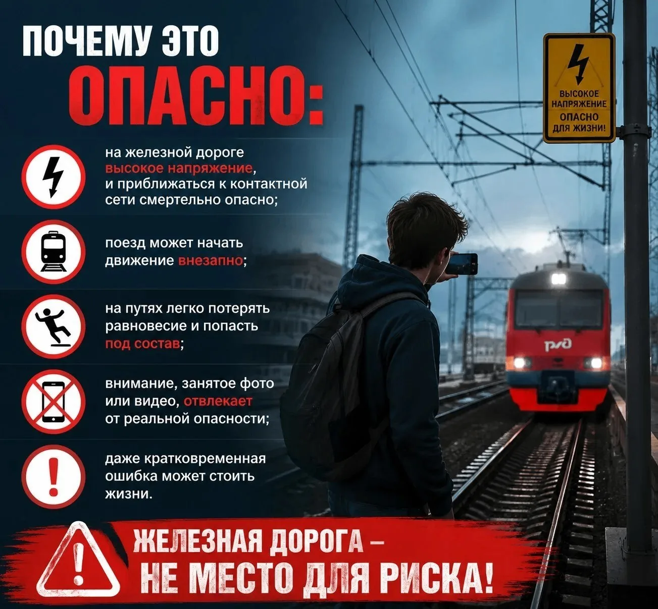 Желание сделать эффектное фото или яркое селфи может обернуться трагедией. Крыши поездо...