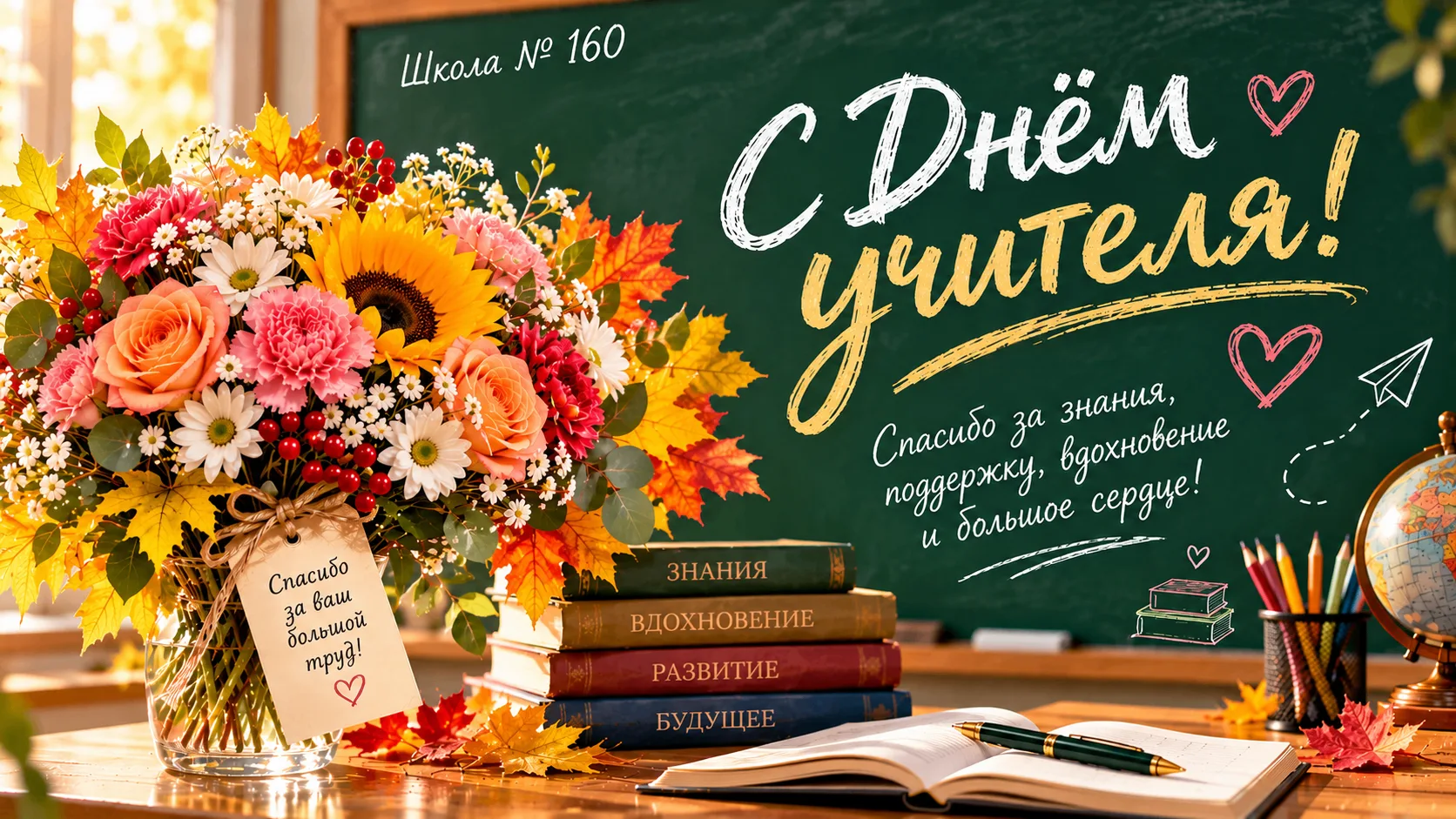 Сегодня, 5 октября, — День учителя! 💐От всей души поздравляю учителей нашей 160-й школы!
