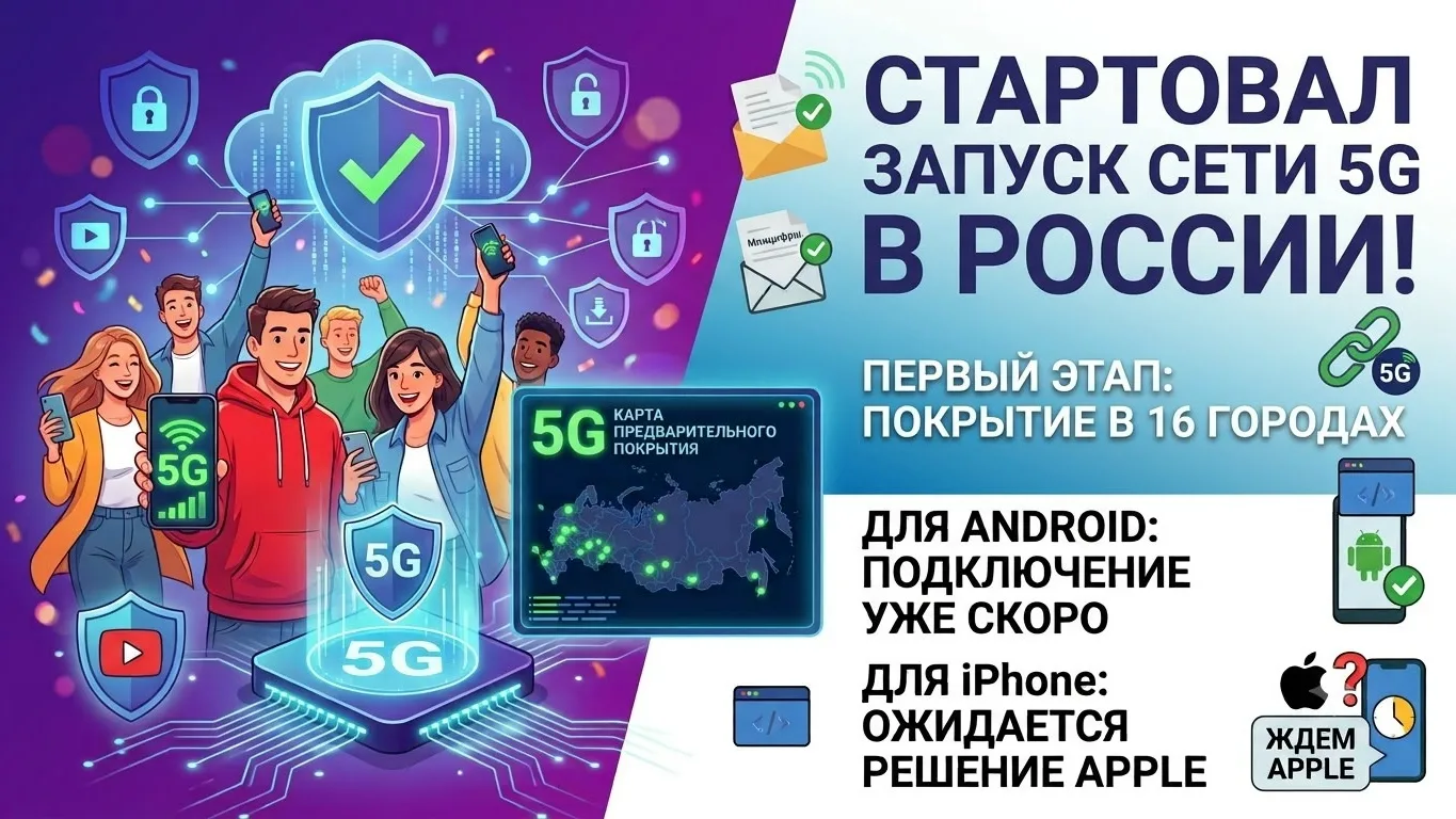 В России стартовал запуск сети 5G — об этом сообщило Минцифры.
