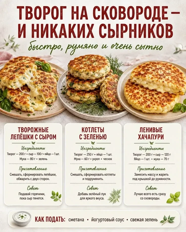 ### ТВОРОГ НА СКОВОРОДЕ: БЫСТРО, РУМЯНО И СЫТНО