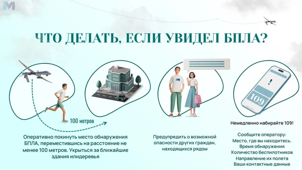 Что делать, если вы заметили БПЛА в небе!!!

Немедленно набирайте 109!

 Четко сообщите оператору:
�