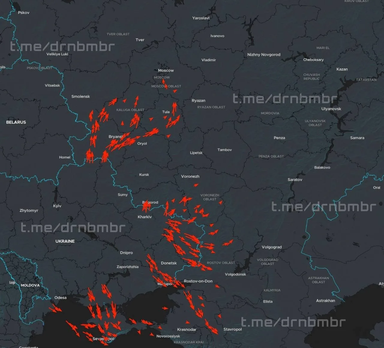 ⚡️⚡️🚀 Около 400 украинских беспилотников вылетели в сторону российских регионов, сообщ...