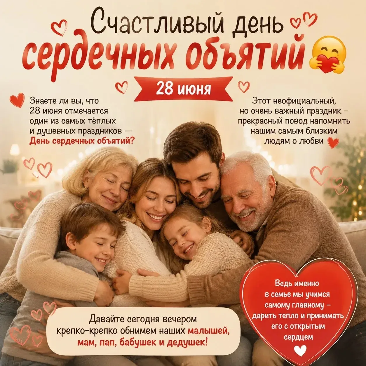 🤗 28 июня — День сердечных объятий! 🤗

Сегодня мы отмечаем один из самых душевных праздников — ден