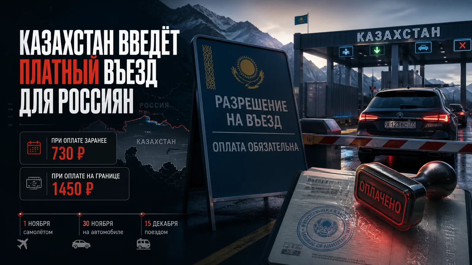 🇰🇿 Казахстан введёт платный въезд для россиян