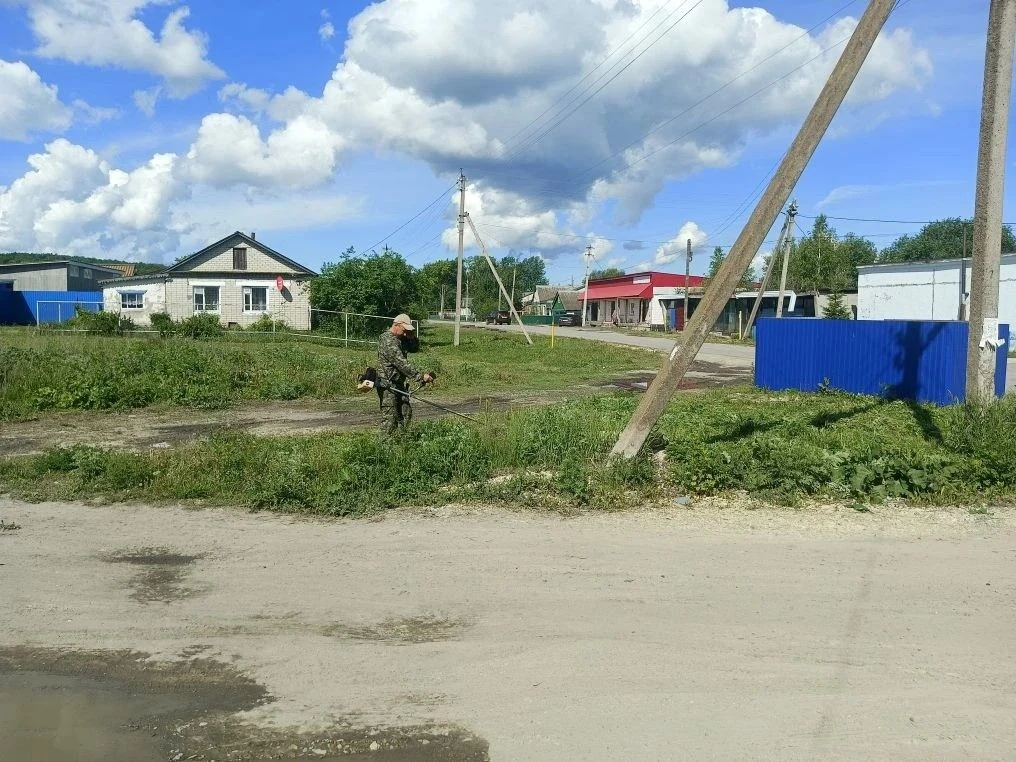 производим обкос сорной растительности в поселении