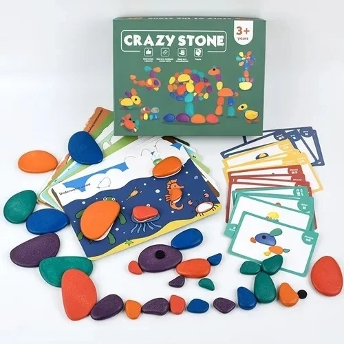 Детская развивающая игра с камнями и карточками "Crazy