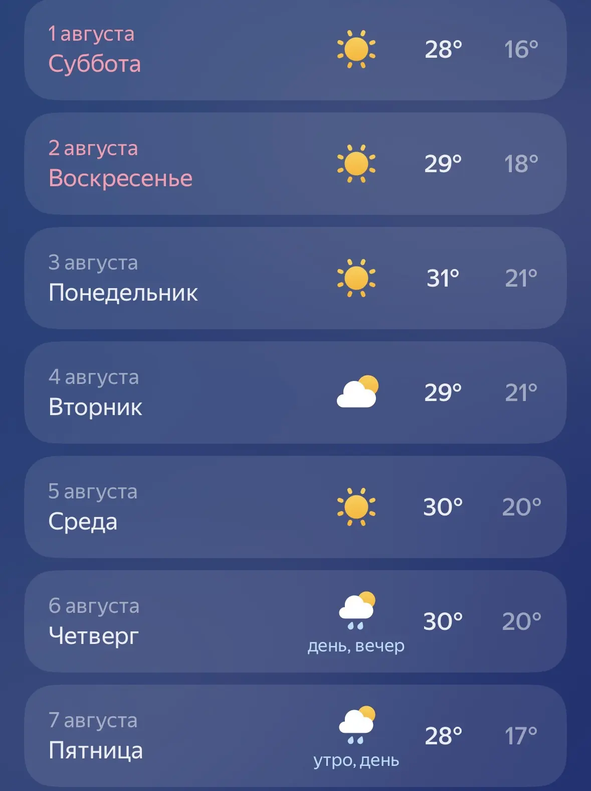 Дожди уходят и им на смену приходит жара.

В выходные, а также большую часть следующей недели будет 