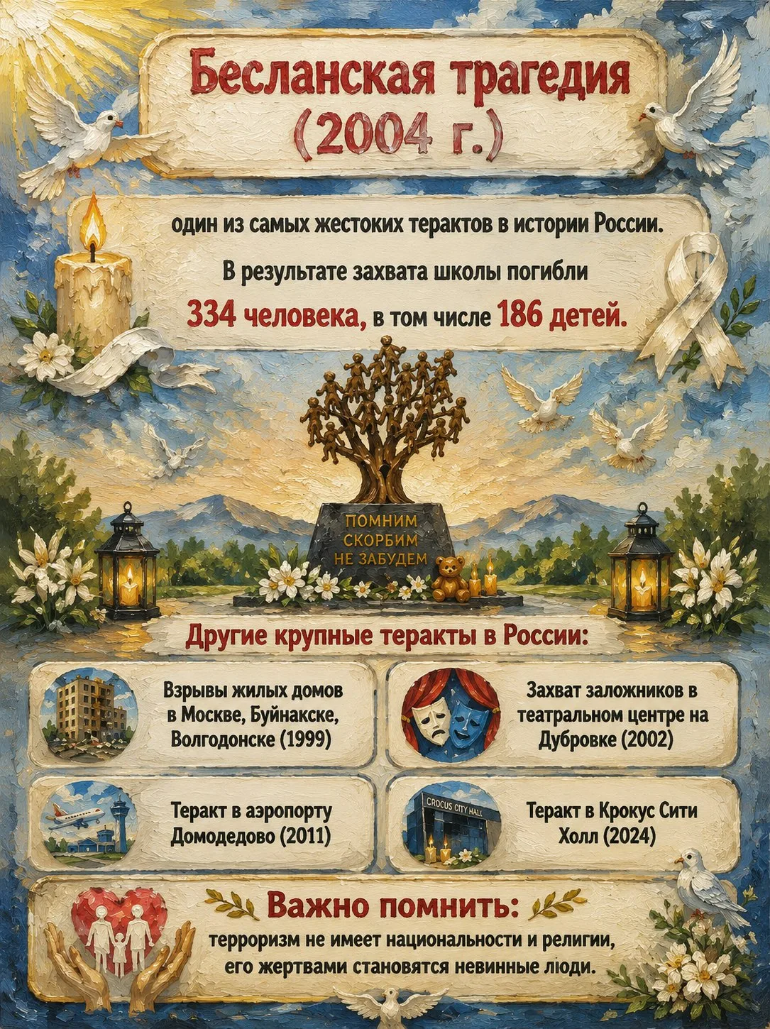 🕯 3 сентября — День солидарности в борьбе с терроризмом. Это дата, высеченная в нашей ...