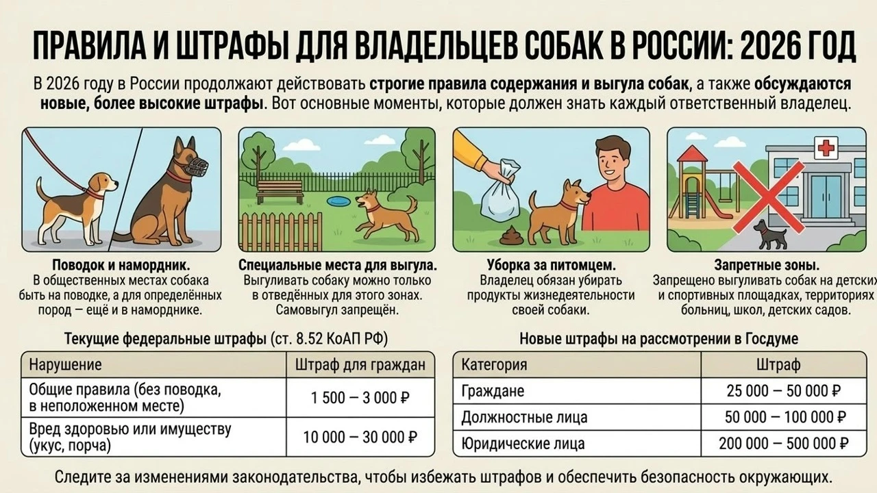 🚨 В Ухтинском районе владельцев собак штрафуют на сумму до 30 000 рублей!