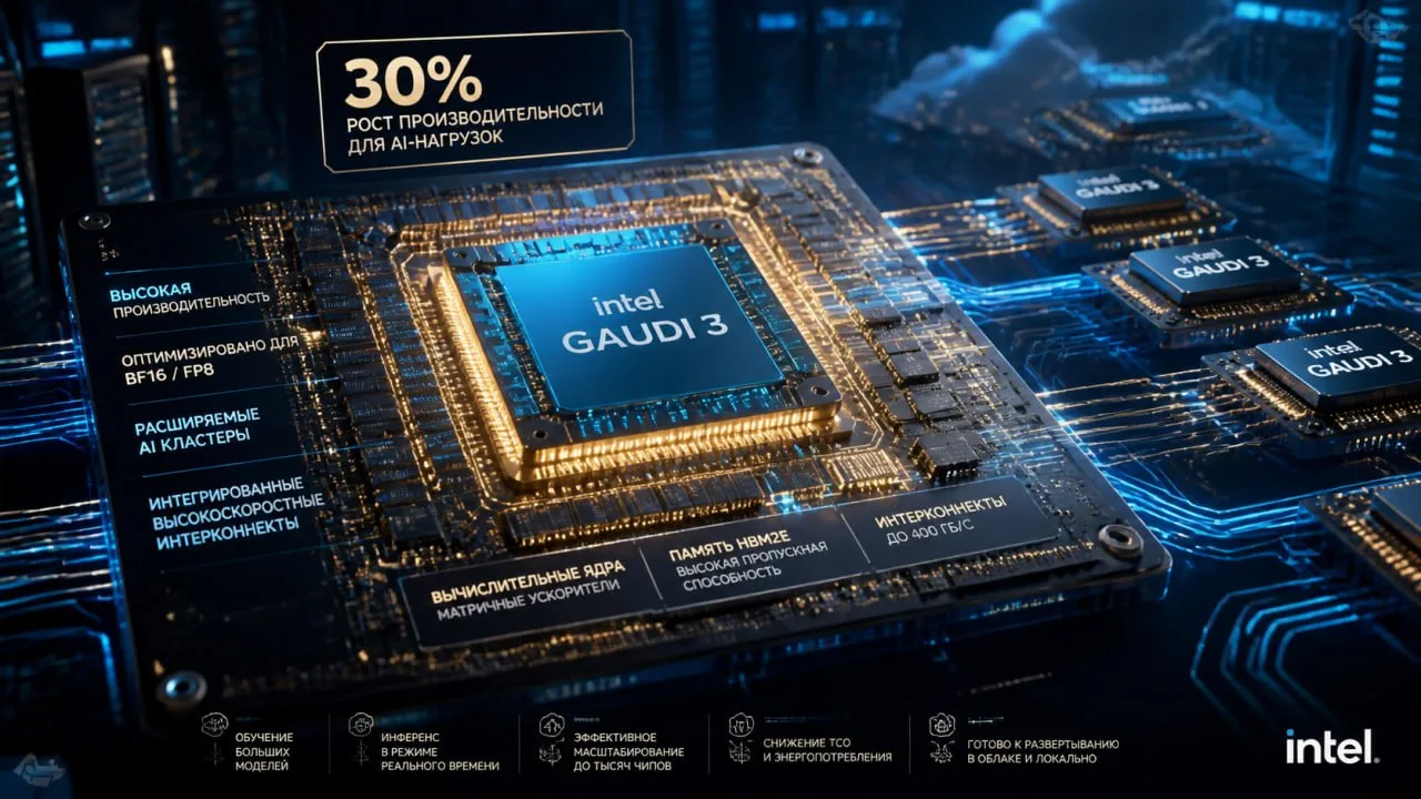 ✅ Intel анонсировала Gaudi 3: ускоритель для ИИ‑нагрузок в дата‑центрах
