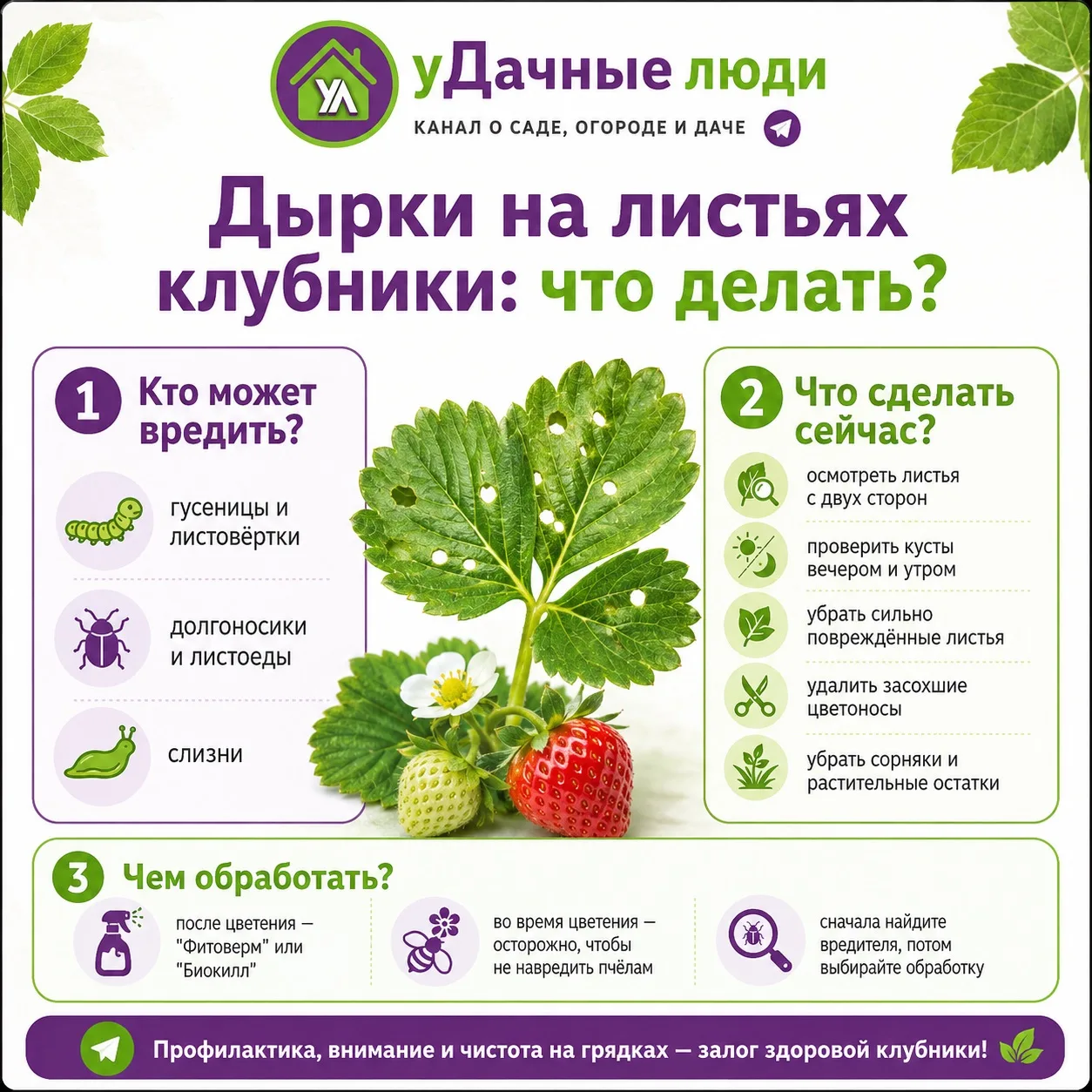 🍓 На листьях клубники появились дырочки, а часть цветоносов засохла — кто портит урожай?

Такое пов