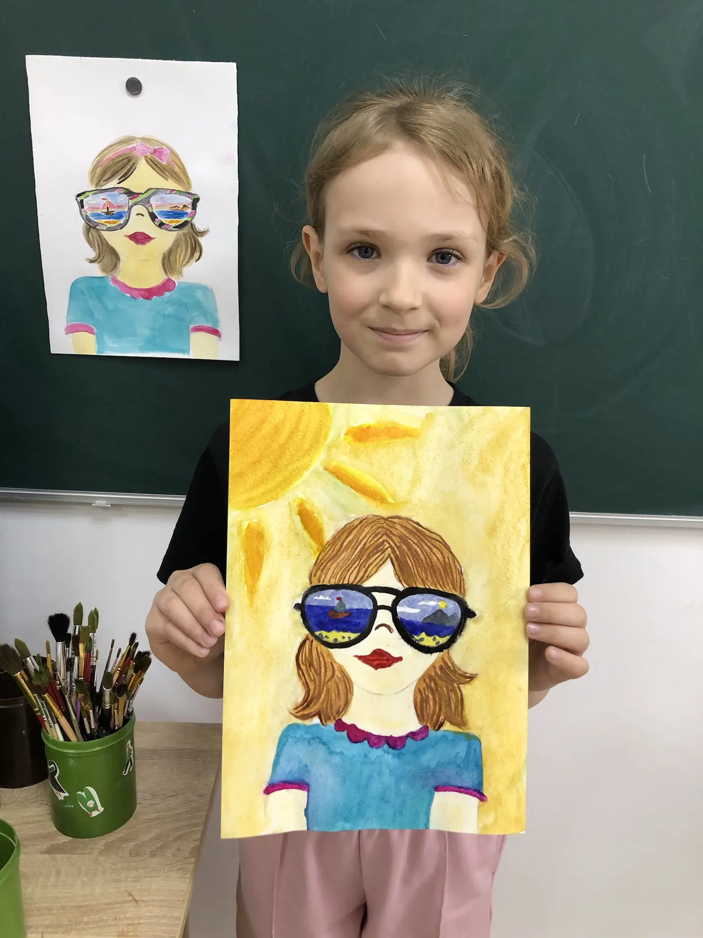 Портрет «Девочка и Солнце», акварель
