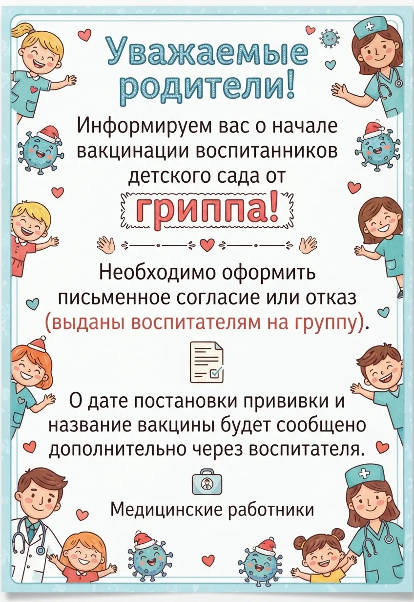 Объявление в детском саду