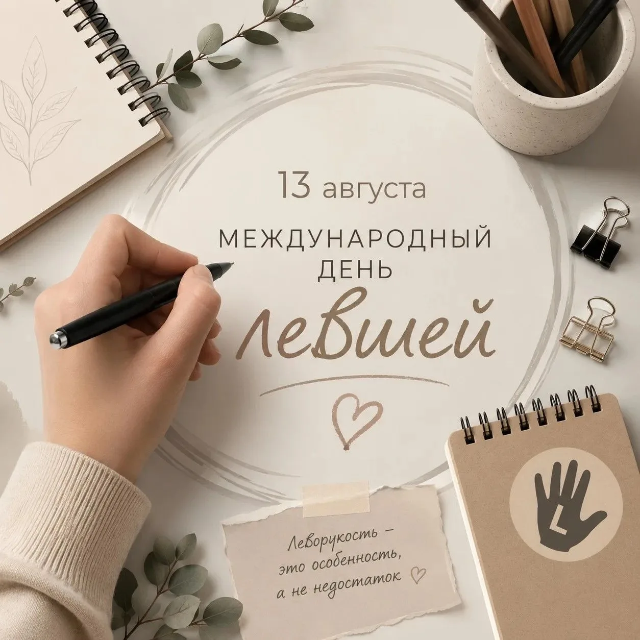 ✋ 13 августа — Международный день левшей
