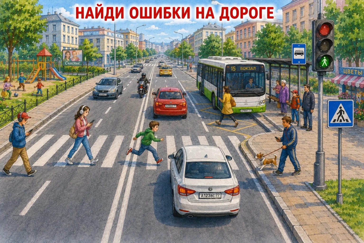 «Найди ошибки на дороге»

Два ярких акварельных плаката с дорожными ситуациями для дошкольников.
#пд