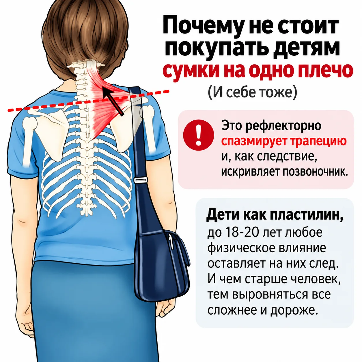 Почему не стоит покупать детям сумки на одно плечо