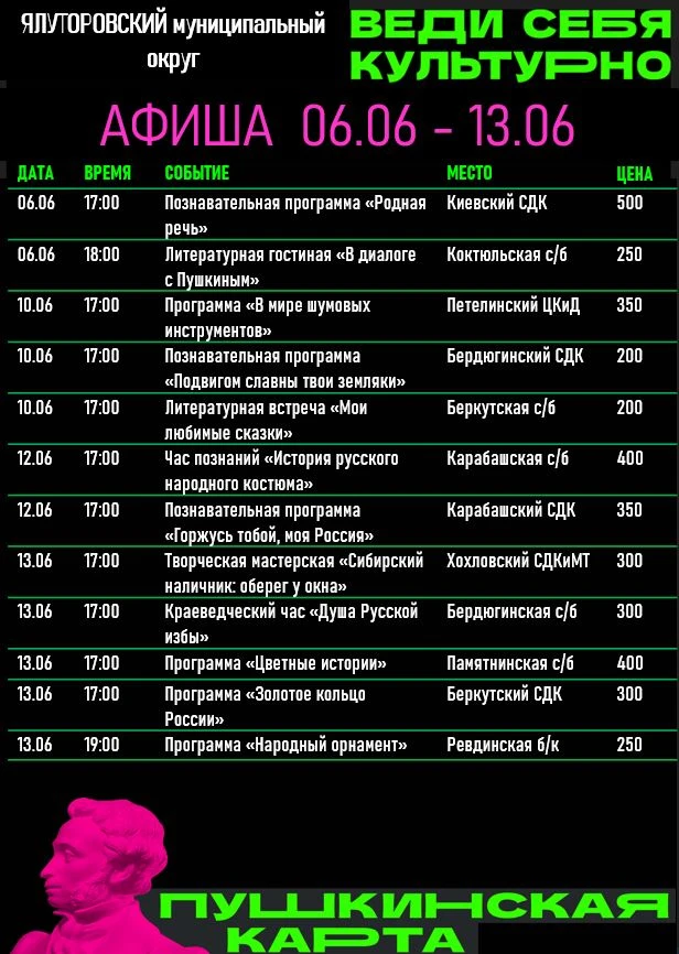 💥Куда пойти по Пушкинской карте в Ялуторовском округе? Выбирай интересное мероприятие ...