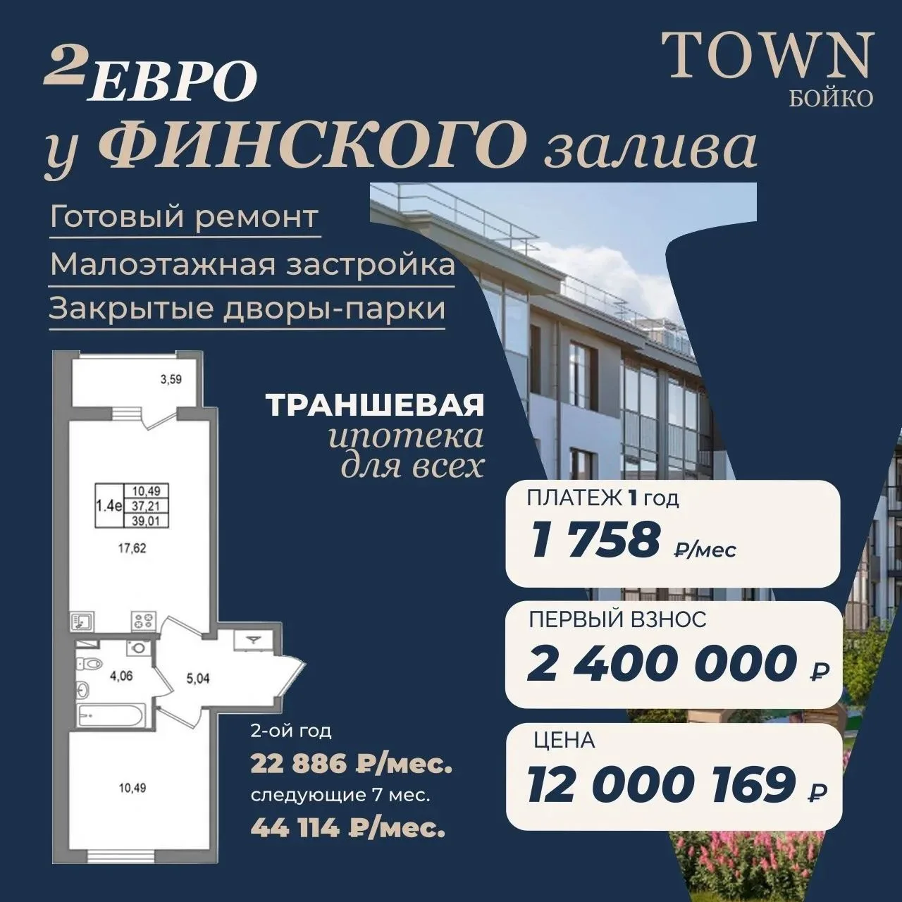 1 758 ₽ в месяц за ипотеку на квартиру у Финского залива.🔥