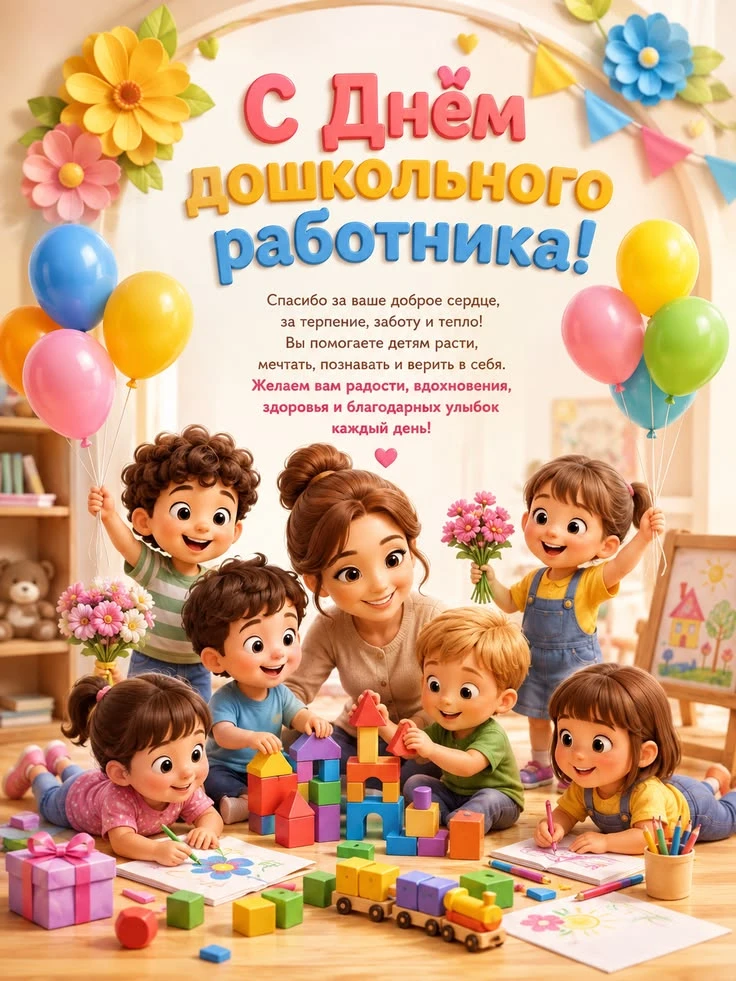 Уважаемые работники и ветераны дошкольного образования! Поздравляем вас с Днём дошкольн...