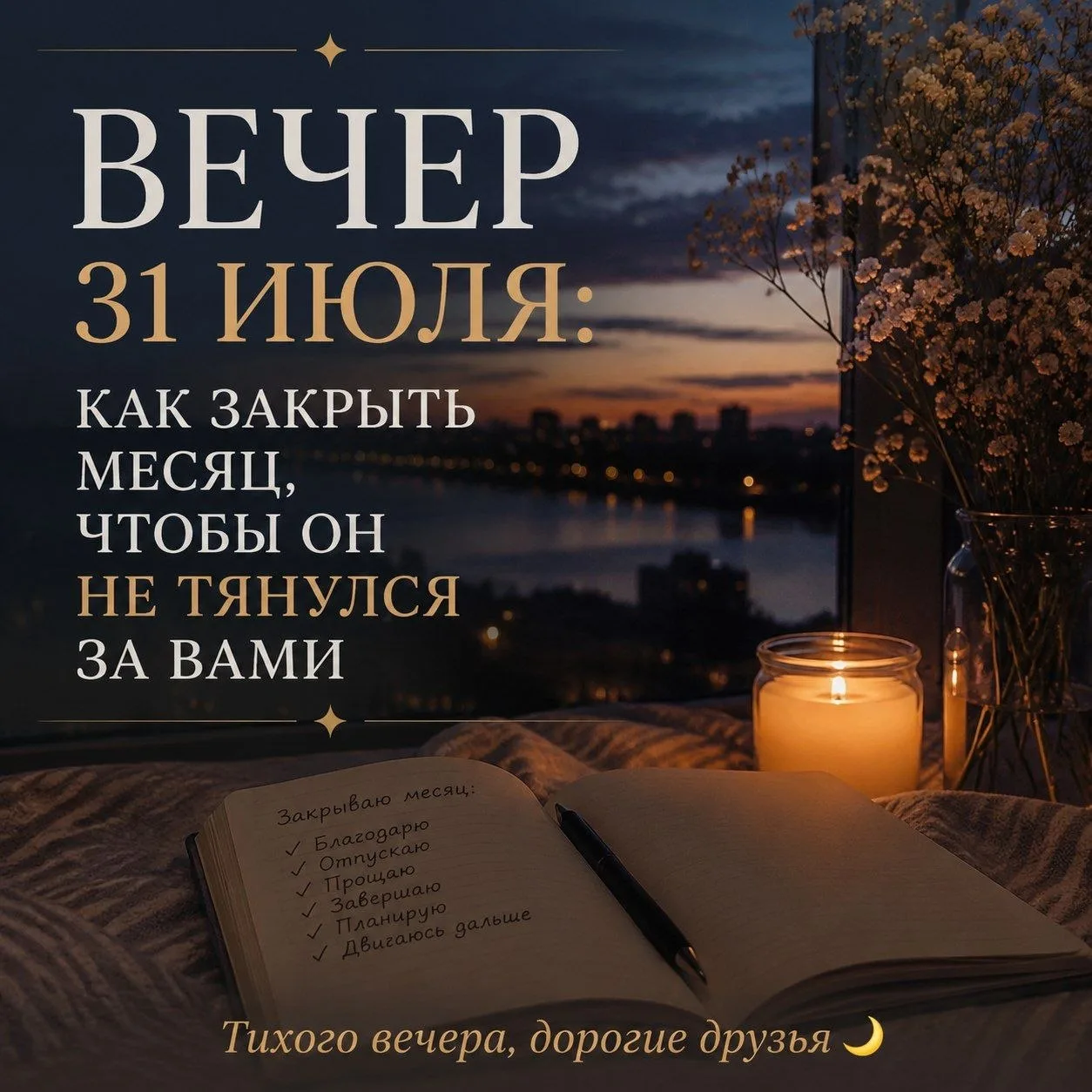 ВЕЧЕР 31 ИЮЛЯ: КАК ЗАКРЫТЬ МЕСЯЦ, ЧТОБЫ ОН НЕ ТЯНУЛСЯ ЗА ВАМИ