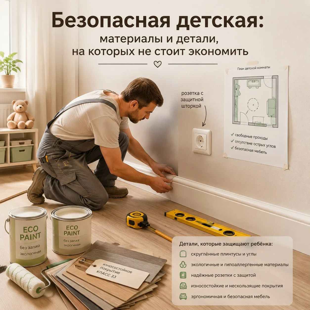 Планируете ремонт в детской и хотите, чтобы комната была не только красивой, но и безоп...