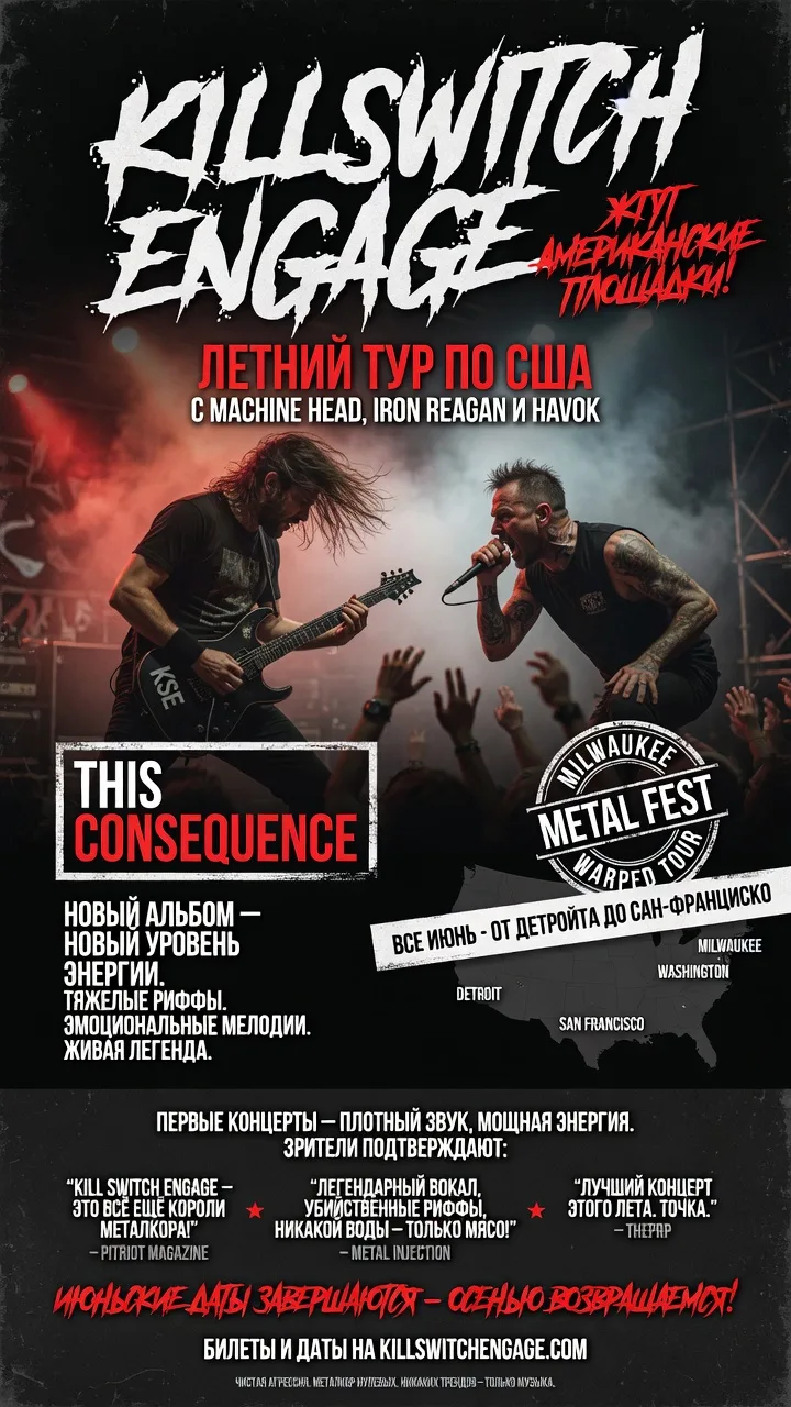 Killswitch Engage жгут американские площадки в летнем туре

Killswitch Engage развернули масштабный 