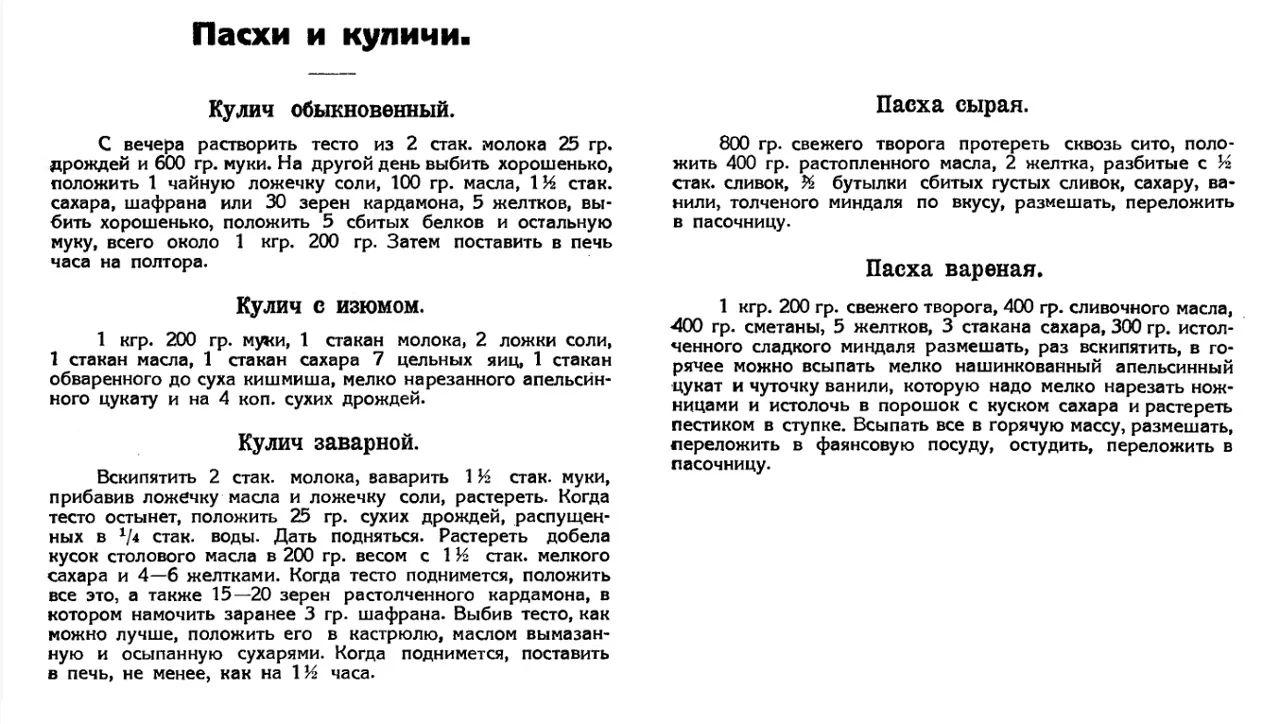 Рецепты куличей и творожных пасх из книги «Кухня на примусе» 1927 г.! 👩🏻‍🍳📖
