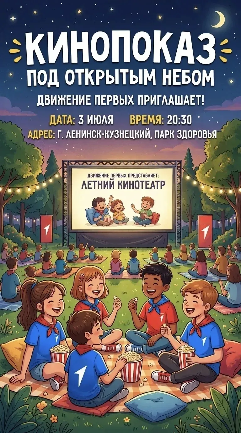 🎉 Кинопоказ под открытым небом от Движения Первых! 

🎬 Приглашаем всех! Вместе посмотрим интересны