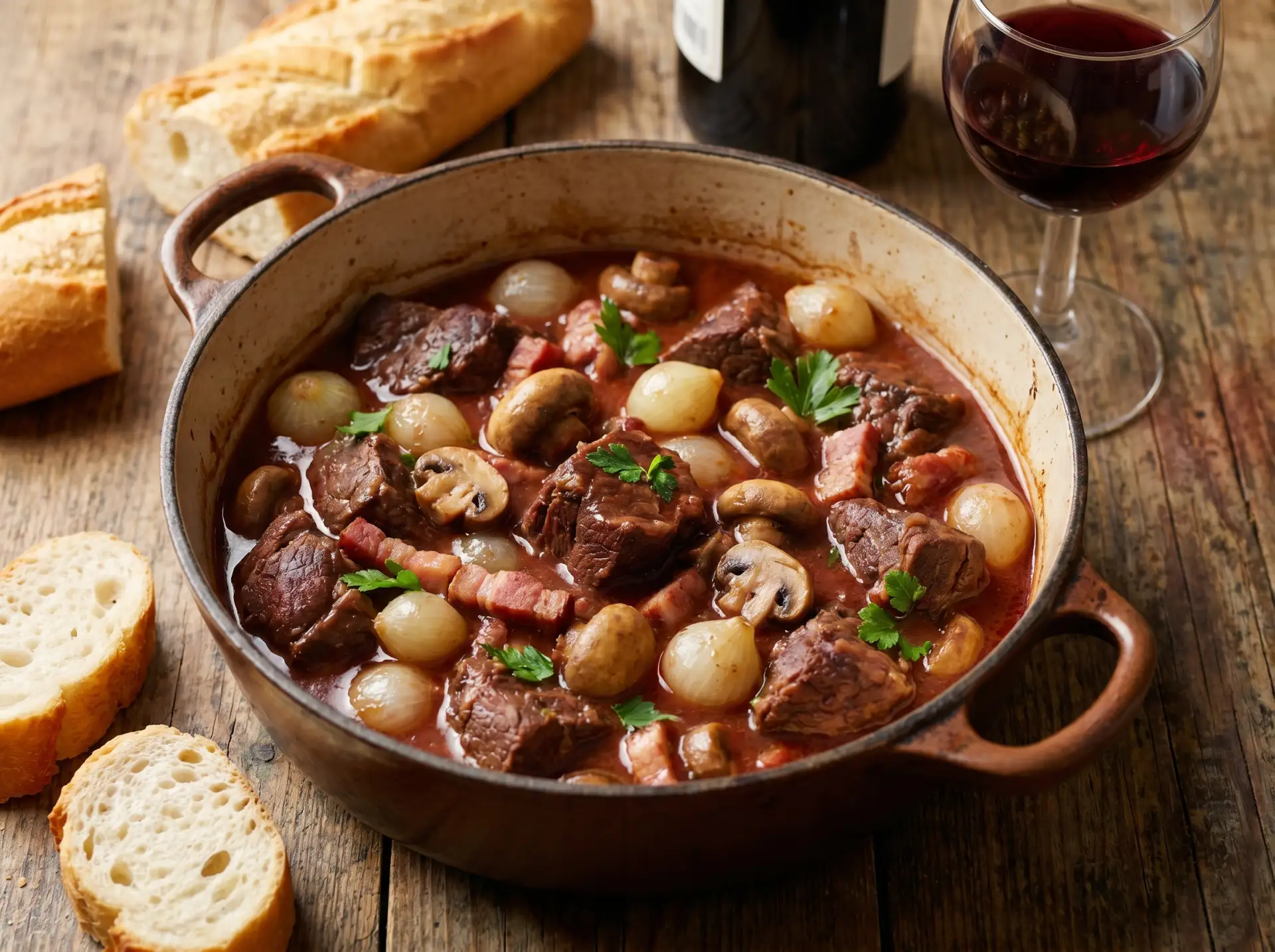 Бёф Бургиньон (говядина, тушёная в красном вине) 🍷🥩


1️⃣ Нарежьте 🥩 говядину крупными кусками (р