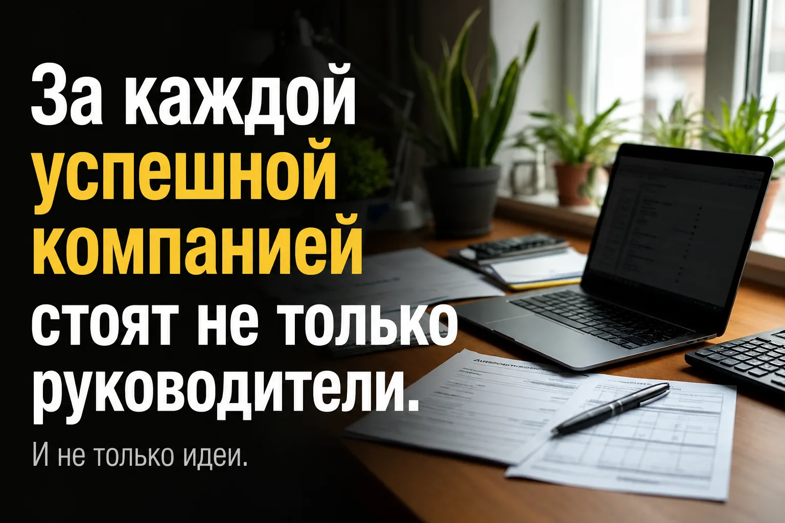 За каждой успешной компанией стоят не только руководители.
 И не только идеи.
 Любому бизнесу нужен 