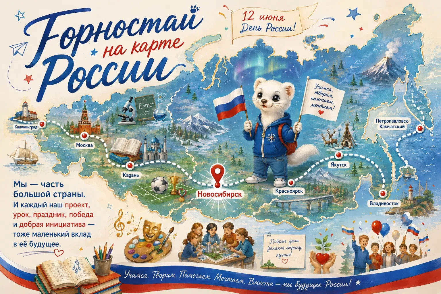 #ДеньРоссии

📍 Горностай на карте России

12 июня — День России.
Большая страна складывается из люд