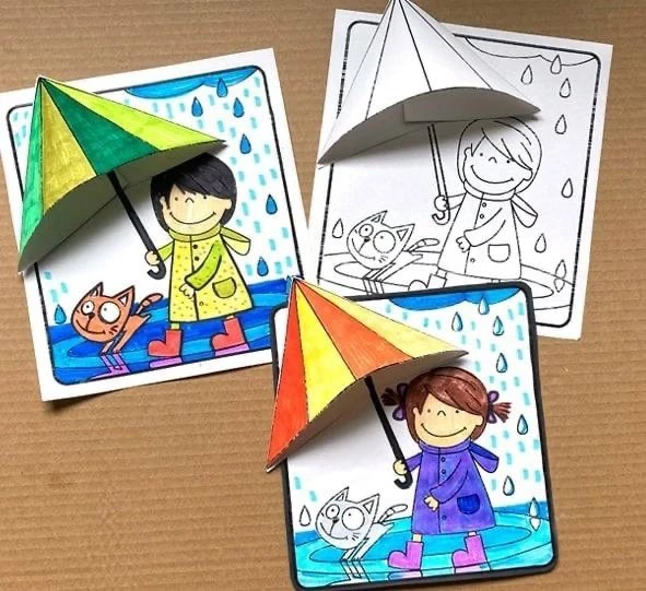 АППЛИКАЦИЯ ИЗ БУМАГИ. ДЕТИ И ЗОНТИК. ☂️ 

Начальная школа