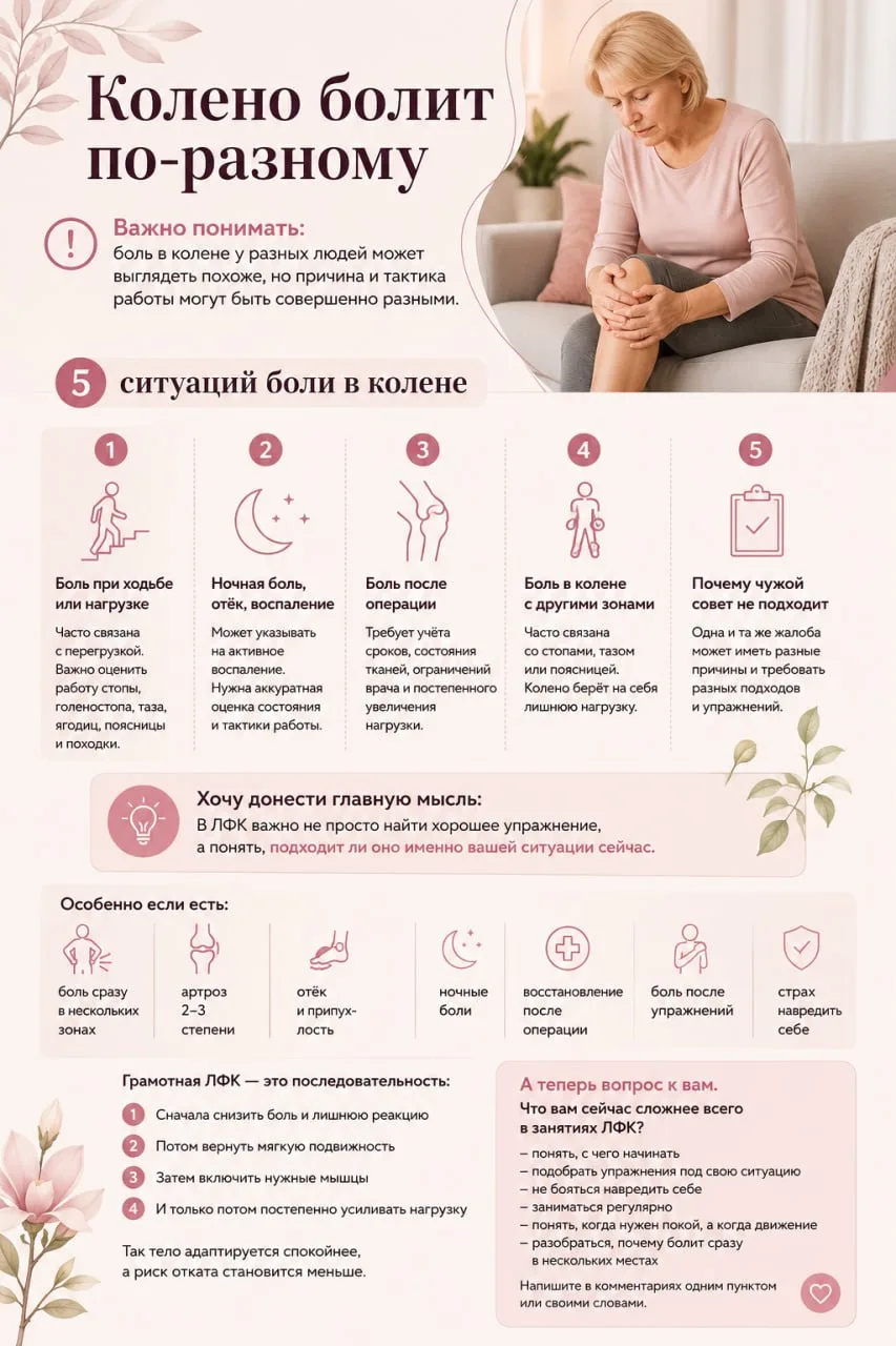 💡Колено болит по-разному

Приветствую, друзья👋

У многих проблема связана с коленями, стопами, таз
