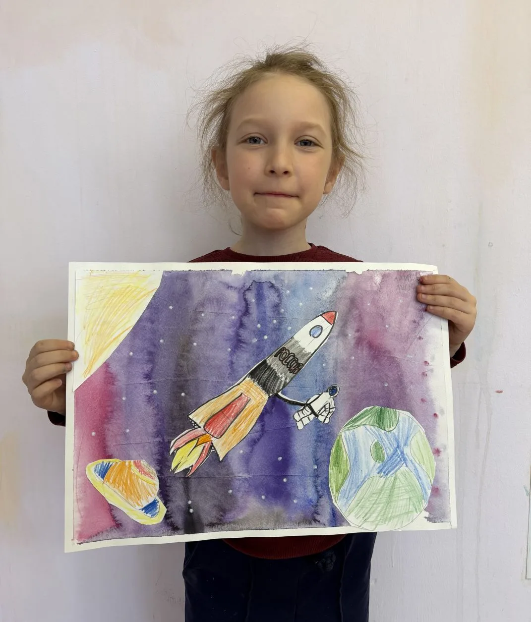 День Космонавтики 🚀  💥 Кружок рисования передает всем-всем-всем горячий привет и поздравляет с днем 