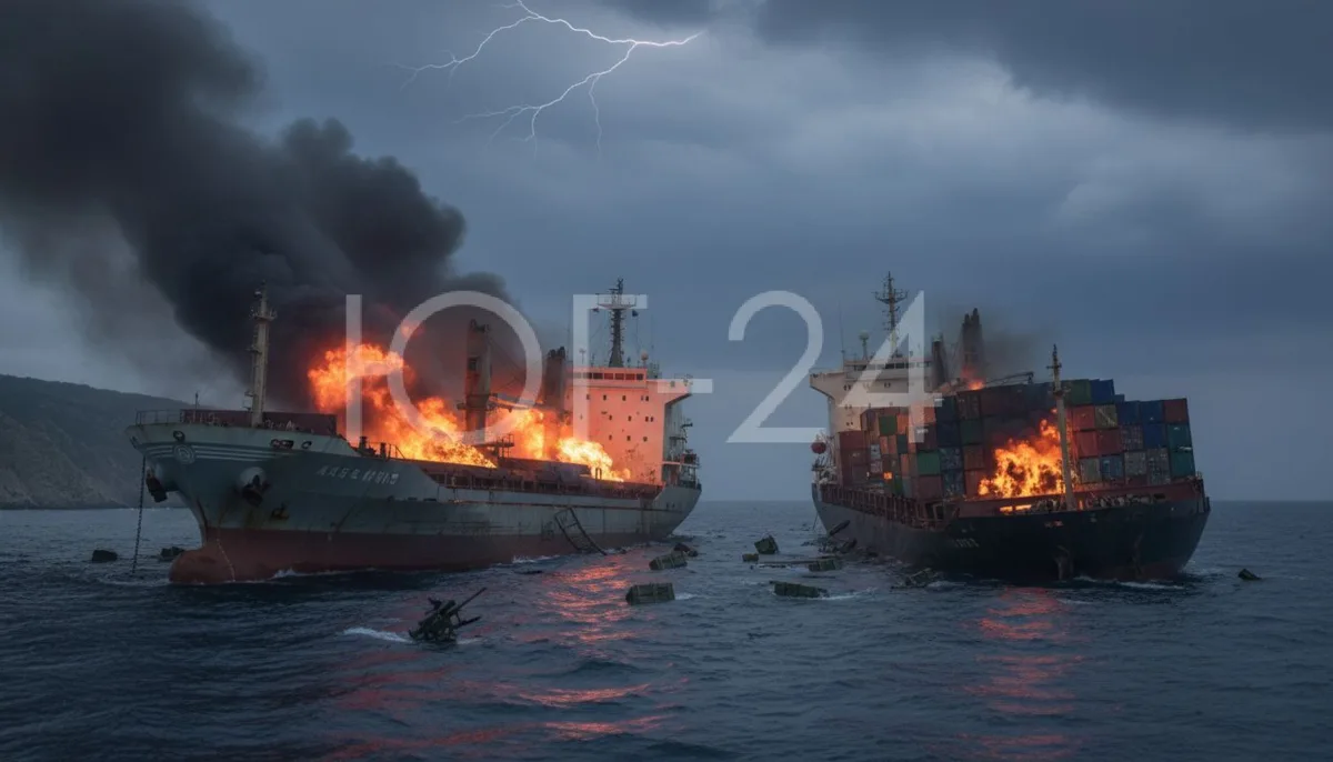 ‼️ВС РФ поразили в Черном море сухогруз с вооружением и боеприпасами, а