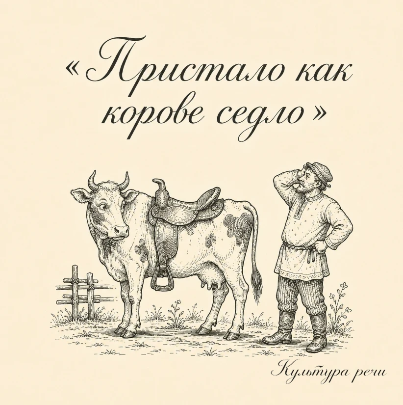 Пристало как корове седло

Так говорят о вещи, которая человеку совершенно не подходит и выглядит на