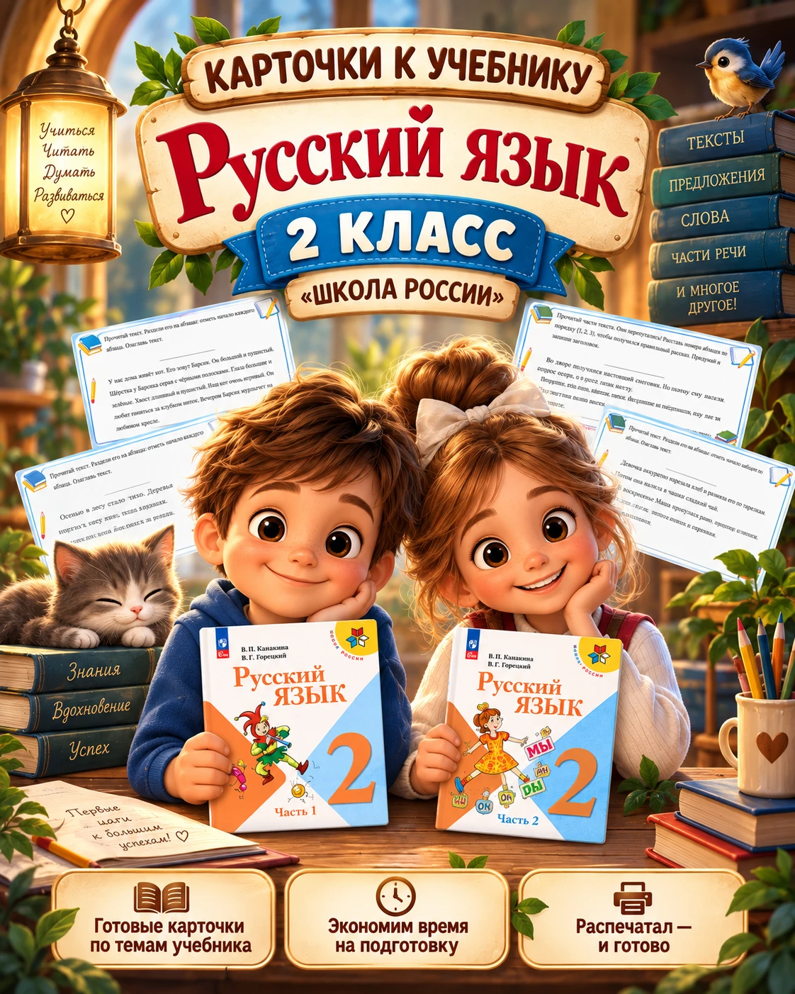 Готовим большой комплект карточек к 1 части учебника «Русский язык» — 2 класс, «Школа Р...