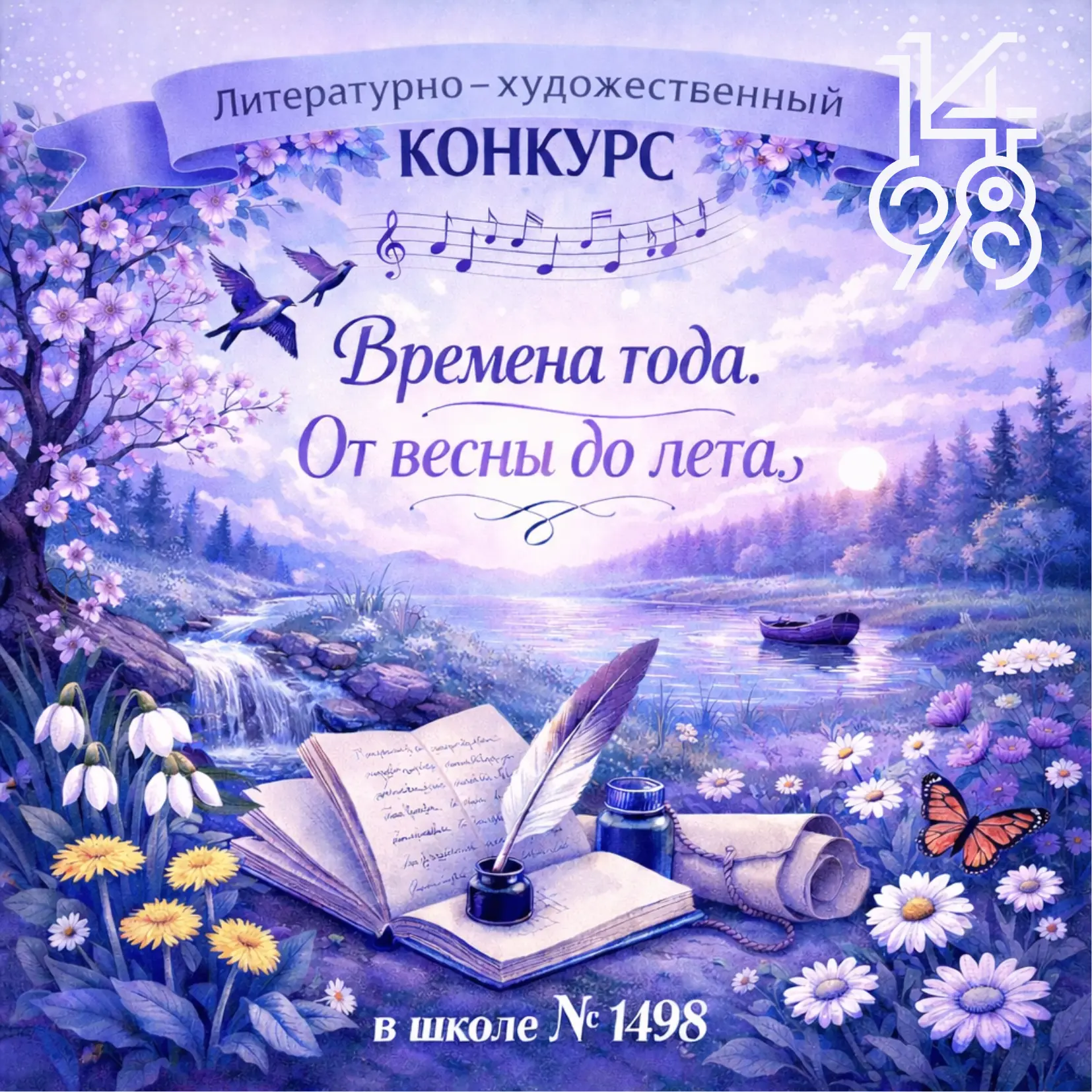🎭 Конкурс «Времена года. От весны до лета» 15 и 17 апреля в Школе №1498 прошёл литературно-художеств