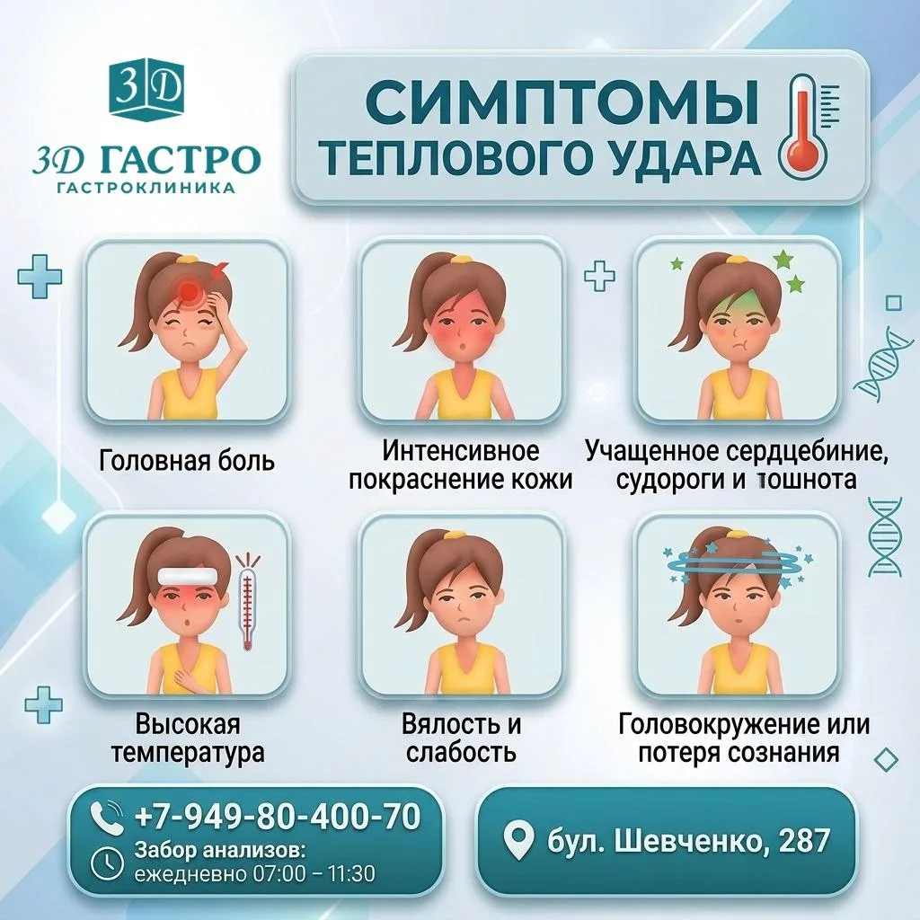 🌡️ Тепловой удар: как распознать и помочь? 

➡️Тепловой удар — это не просто усталость, а серьезный