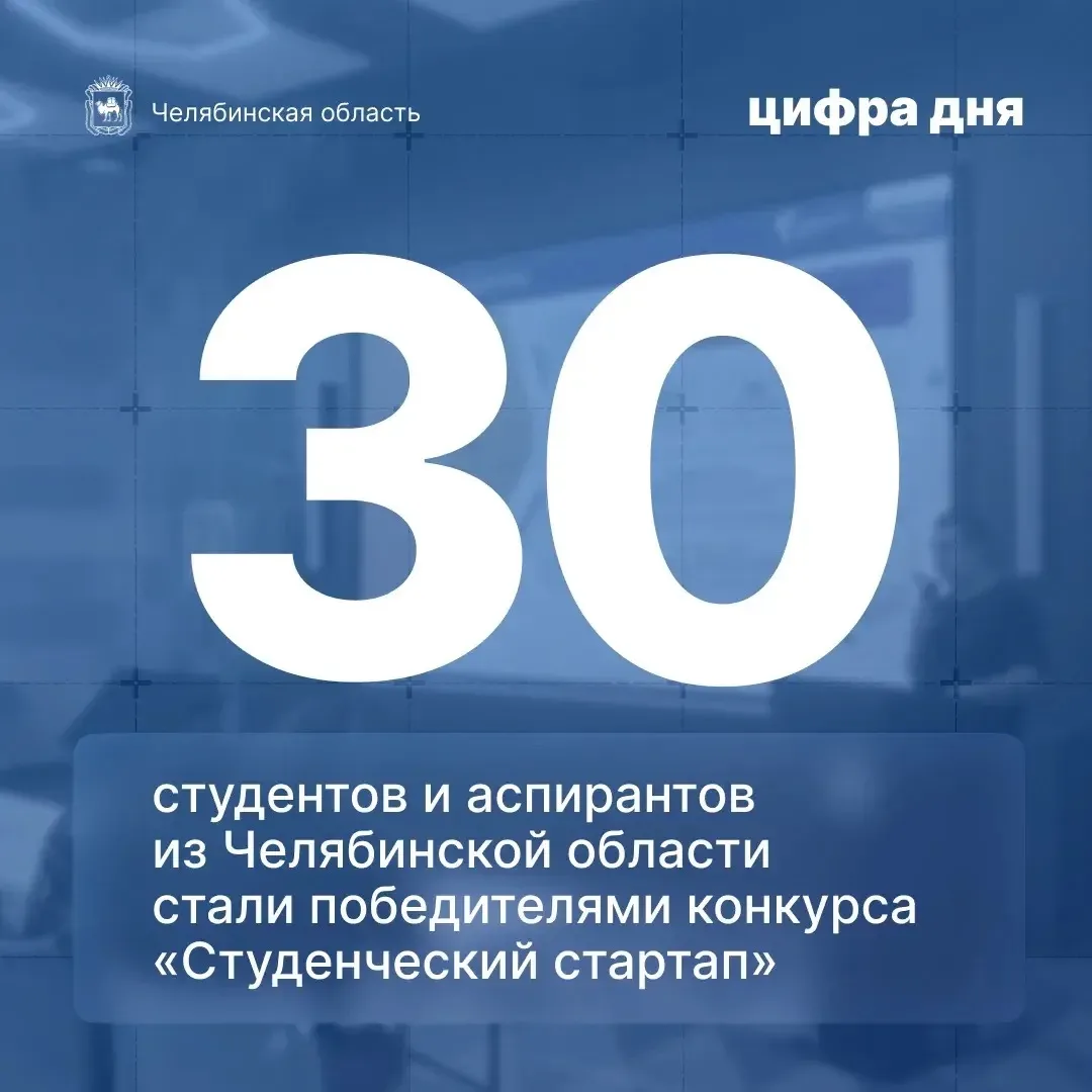 Цифра дня: 30 студентов и аспирантов из Челябинской области стали победителями конкурса «Студенчески
