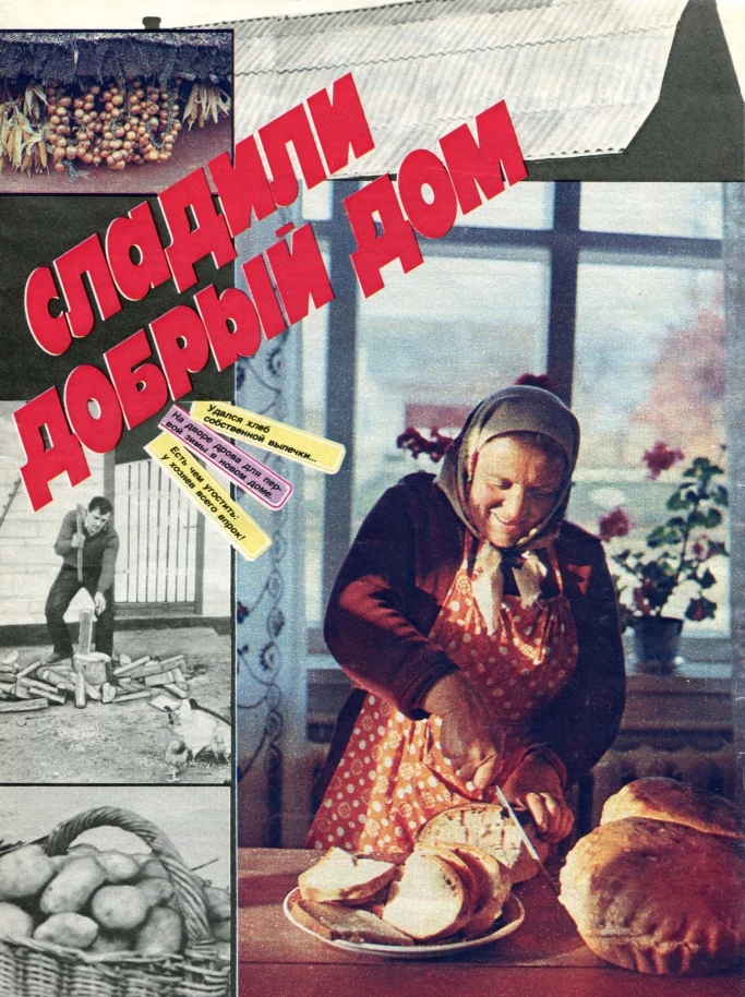 Сладили добрый дом! 🏡  Иллюстрация из журнала Крестьянка, 1987 г., № 2.