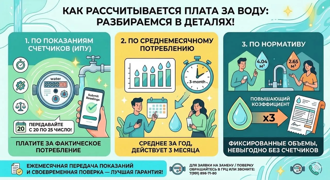 💧Как рассчитывается плата за воду: разбираемся в деталях!
Друзья, чтобы суммы в квитанциях всегда б
