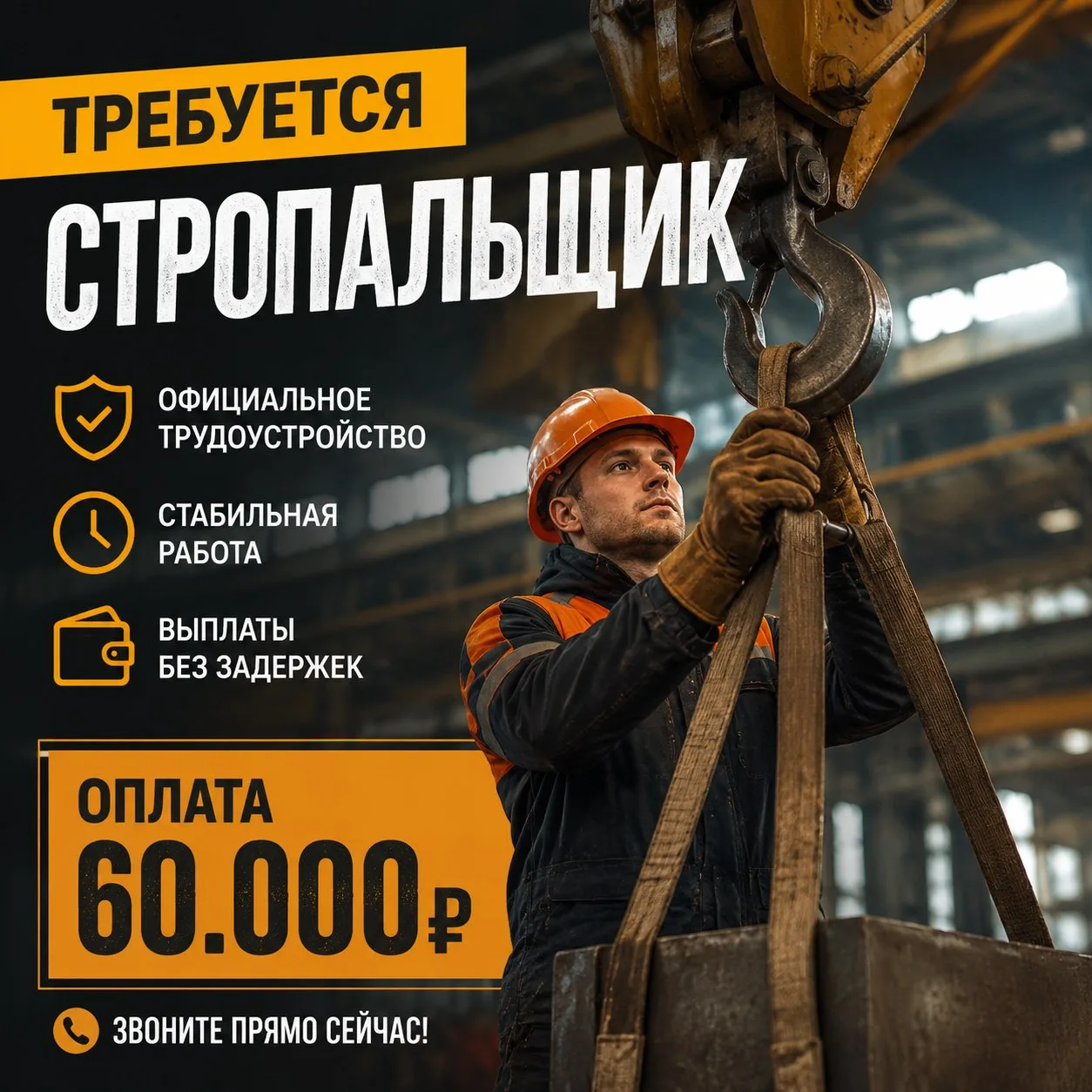 ТРЕБУЕТСЯ СТРОПАЛЬЩИК!