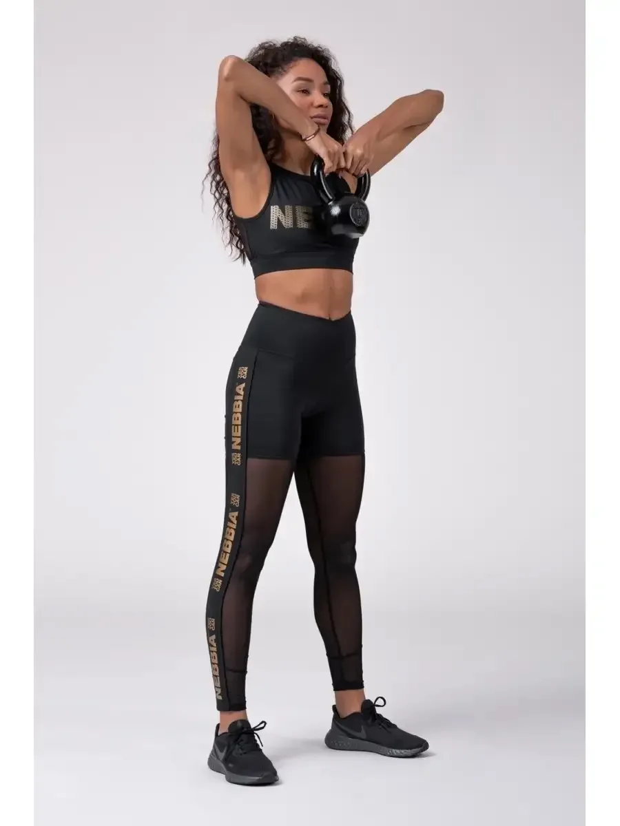Леггинсы Nebbia 829 Gold Mesh Leggings чёрный: S