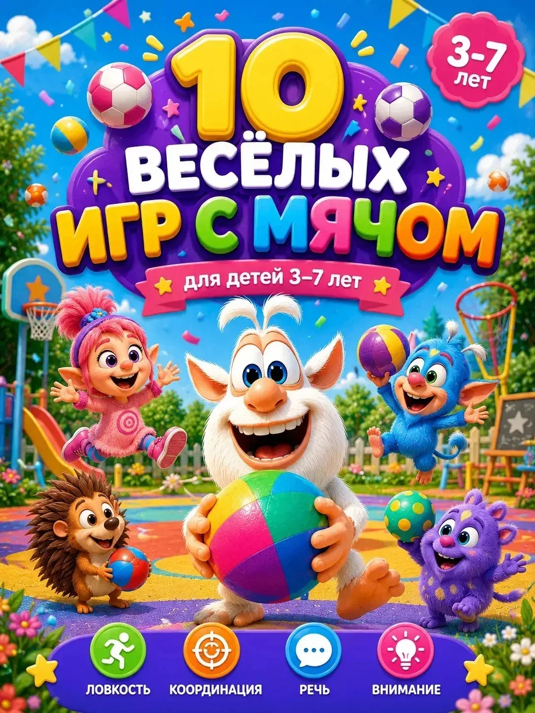 ⚽🎈 10 весёлых игр с мячом для детей 3–7 лет
✨ Ловкость
✨ Внимание
✨ Речь
Координация
Играйте, разви