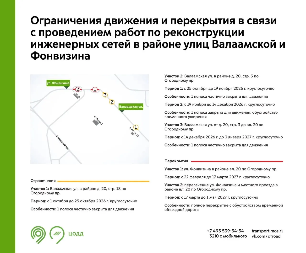 Внимание! В период с 1 октября 2026 г. до 3 января 2027 г. на участках Валаамской улицы...